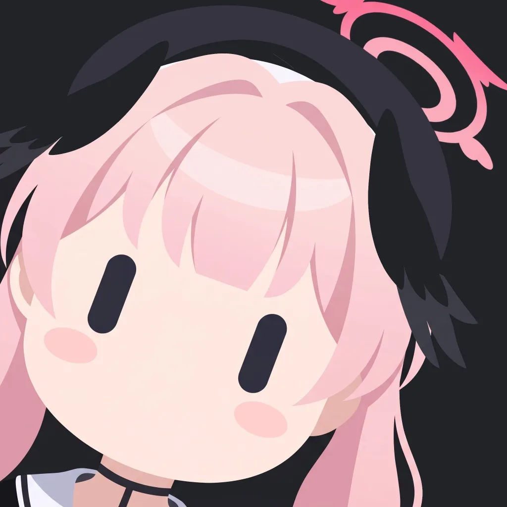Grokbot-style chibi avatar with pink hair under a dark hood