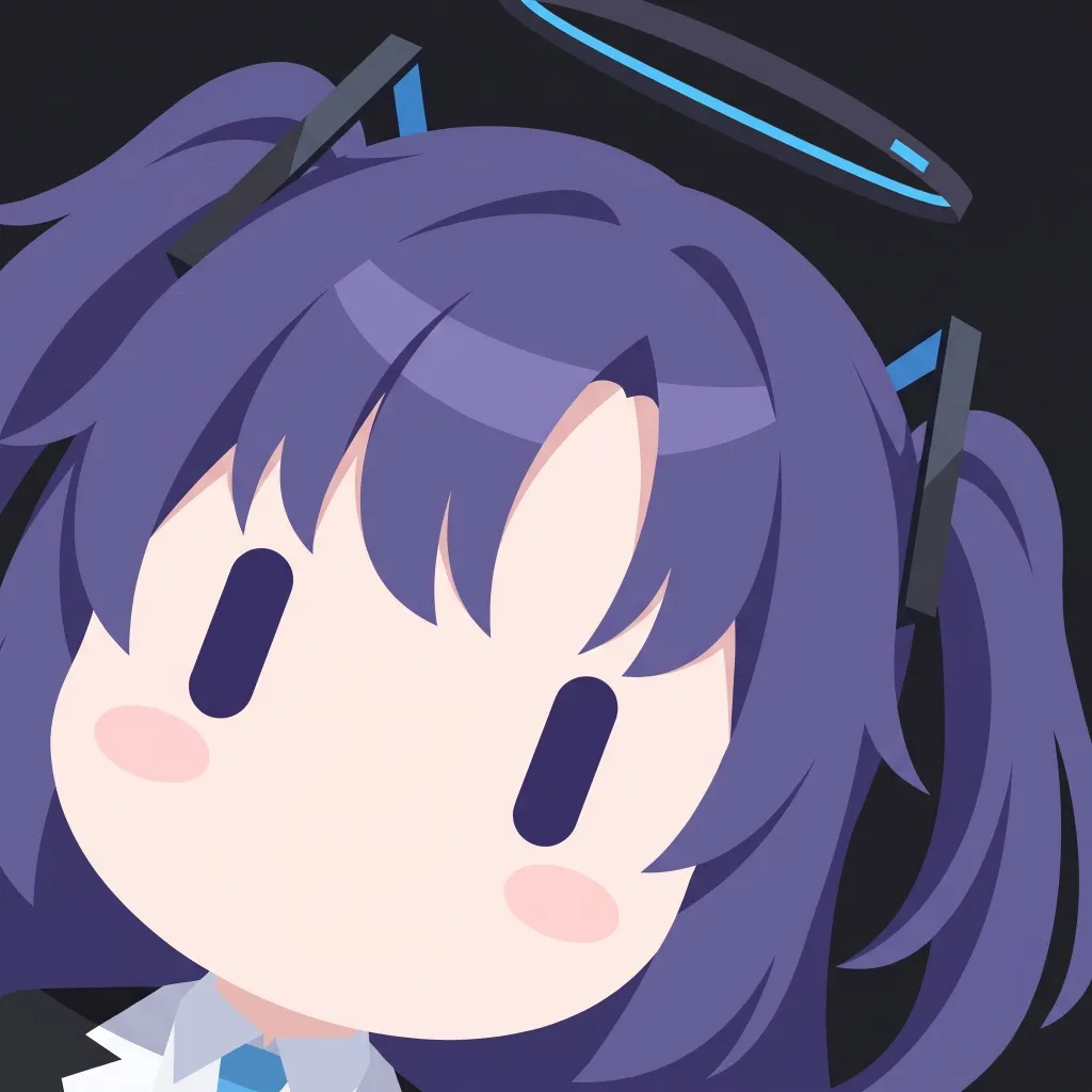 Grokbot-style chibi avatar with purple twintails